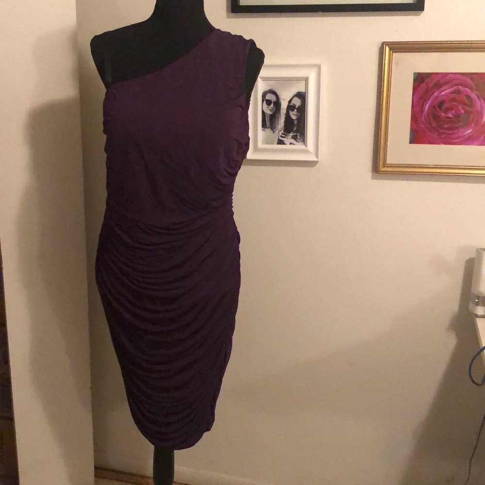 EGGPLANT ONE SHOULDER DRESS